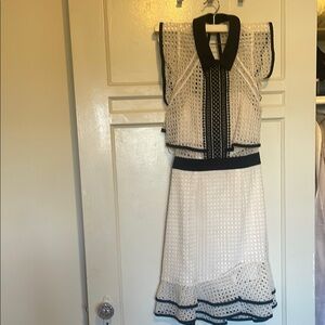 Chic White and Black Lace Dress